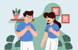 homme et femme communiquant avec la langue des signes vecteur
