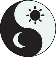 yin Yang symbole avec Soleil et lune. vecteur