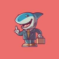 une requin personnage habillé dans une affaires costume vecteur illustration. nature, entreprise, mascotte conception concept.