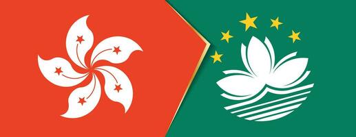 Hong kong et macao drapeaux, deux vecteur drapeaux.