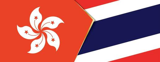 Hong kong et Thaïlande drapeaux, deux vecteur drapeaux.