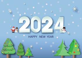 2024 content Nouveau année.papier Couper 2024 mot pour Nouveau année festival.card,heureux,vecteur concept luxe dessins et Nouveau année fête. vecteur