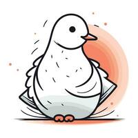 Pigeon sur une blanc Contexte. vecteur illustration dans dessin animé style.