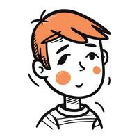 vecteur illustration de une garçon avec Orange cheveux dans une rayé chemise.