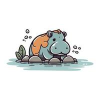 hippopotame vecteur illustration. mignonne dessin animé hippopotame.