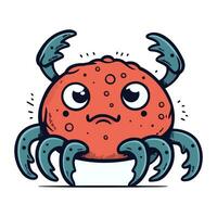 Crabe avec triste affronter. vecteur illustration de une dessin animé crabe.