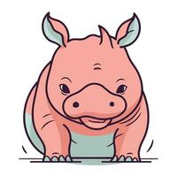 mignonne dessin animé hippopotame. vecteur illustration de une sauvage animal.