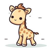 mignonne dessin animé girafe. vecteur illustration dans une plat style.