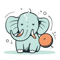 mignonne dessin animé l'éléphant avec orange. vecteur illustration pour votre conception.