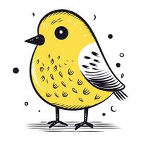 mignonne peu Jaune oiseau isolé sur blanc Contexte. vecteur illustration.