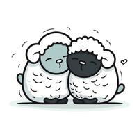 mignonne mouton couple. vecteur illustration dans griffonnage style.