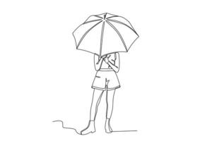 une femme portant un parapluie vecteur