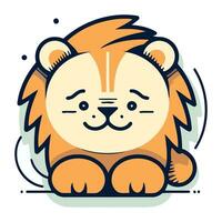 mignonne dessin animé lion. vecteur illustration de une mignonne animal personnage.