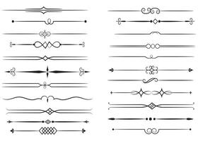 page diviseur et conception éléments. ensemble de divers Facile noir diviseur conception, assorti diviseur collection modèle vecteur. collection de floral séparateurs éléments méga décoration pour calligraphie. vecteur