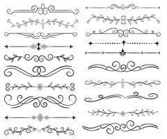 page diviseur et conception éléments. ensemble de divers Facile noir diviseur conception, assorti diviseur collection modèle vecteur. collection de floral séparateurs éléments méga décoration pour calligraphie. vecteur