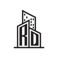 rd réel biens logo avec bâtiment style , réel biens logo Stock vecteur