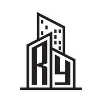 ry réel biens logo avec bâtiment style , réel biens logo Stock vecteur