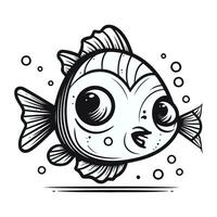 mignonne dessin animé poisson. vecteur illustration isolé sur une blanc Contexte.