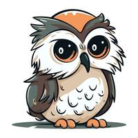 mignonne dessin animé hibou. vecteur illustration isolé sur une blanc Contexte.