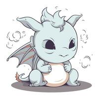 mignonne dessin animé bébé dragon isolé sur blanc Contexte. vecteur illustration.