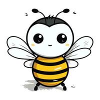 mignonne dessin animé abeille avec ailes. vecteur illustration sur blanc Contexte.