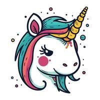 Licorne diriger. vecteur illustration dans dessin animé style. isolé sur blanc Contexte.