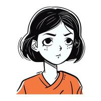 vecteur illustration de une Jeune fille avec une triste expression sur sa affronter.