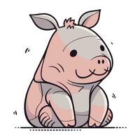 mignonne dessin animé rhinocéros sur blanc Contexte. vecteur illustration.