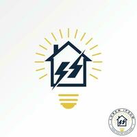 logo conception graphique concept Créatif abstrait prime vecteur Stock signe toit maison et tonnerre lumière. en relation à propriété installation électrique Puissance