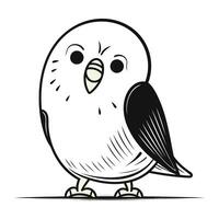 noir et blanc vecteur illustration de une mignonne dessin animé perroquet oiseau.