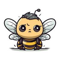 mignonne peu abeille dessin animé vecteur illustration. mignonne insecte personnage.