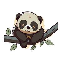 mignonne dessin animé Panda séance sur une branche. vecteur illustration.