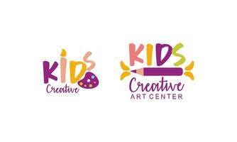 des gamins Créatif et science classe modèle promotionnel logo vecteur