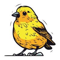 vecteur illustration de une mignonne peu Jaune oiseau sur une blanc Contexte.