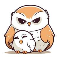 hibou et hibou. vecteur illustration de une dessin animé hibou et hibou.