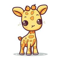 mignonne girafe personnage. vecteur illustration. mignonne dessin animé girafe.