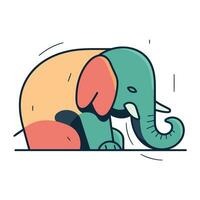 l'éléphant plat ligne icône. mignonne dessin animé animal vecteur illustration.
