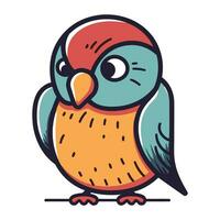 mignonne dessin animé coloré oiseau. vecteur illustration de une mignonne peu oiseau.