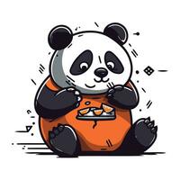 Panda ours en mangeant la glace crème. vecteur illustration dans dessin animé style.