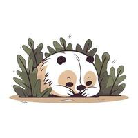 mignonne dessin animé Panda en train de dormir dans le herbe. vecteur illustration.