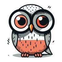 mignonne dessin animé hibou. vecteur illustration isolé sur une blanc Contexte.