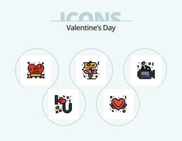 valentines journée ligne rempli icône pack 5 icône conception. rencontre. mémoire. l'amour signe. l'amour. spécial vecteur