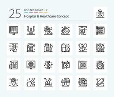 hôpital soins de santé concept 25 ligne icône pack comprenant hôpital. soins de santé. médical. antibactérien. médical vecteur