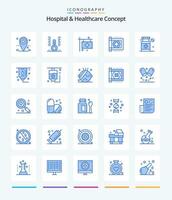 Créatif hôpital soins de santé concept 25 bleu icône pack tel comme chromosome. hôpital. thermomètre. soins de santé. santé vecteur