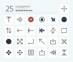 symboles flèches 25 ligne rempli icône pack comprenant gauche. à l'envers. La Flèche. changement. Télécharger vecteur