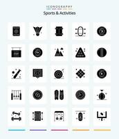 Créatif des sports Activités 25 glyphe solide noir icône pack tel comme physique. équipage. volant. planche à roulette. sport vecteur