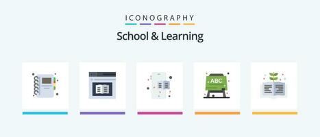 école et apprentissage plat 5 icône pack comprenant . connaissance. mobile. éducation. formule. Créatif Icônes conception vecteur