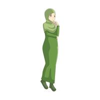 une femme portant musulman vêtements dans anime style vecteur