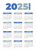 2025 de base calendrier dans blanc Contexte vecteur