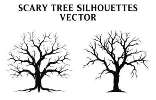 effrayant mort arbre noir silhouettes illustration ensemble, Halloween arbre vecteur paquet